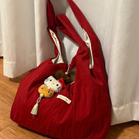 Thumbnail for Chic Red Stripe Casual Shoulder Tote Bag - ArtGalleryZen