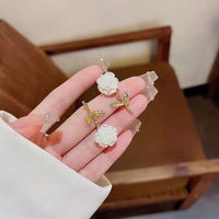 Thumbnail for Chic Resin White Flower Dangle Earrings - ArtGalleryZen