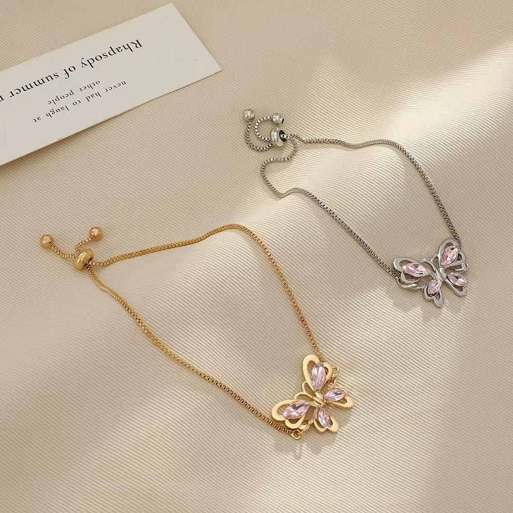Chic Rhinestone Butterfly Bracelet - ArtGalleryZen