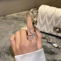Thumbnail for Chic Rhinestone Inlaid Adjustable Snake Statement Ring - ArtGalleryZen