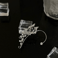 Thumbnail for Chic Rhinestone Inlaid Butterfly Shape Ear Cuff Climber Crawler Wrap Earring - ArtGalleryZen