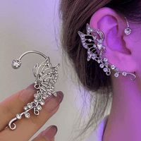 Thumbnail for Chic Rhinestone Inlaid Butterfly Shape Ear Cuff Climber Crawler Wrap Earring - ArtGalleryZen