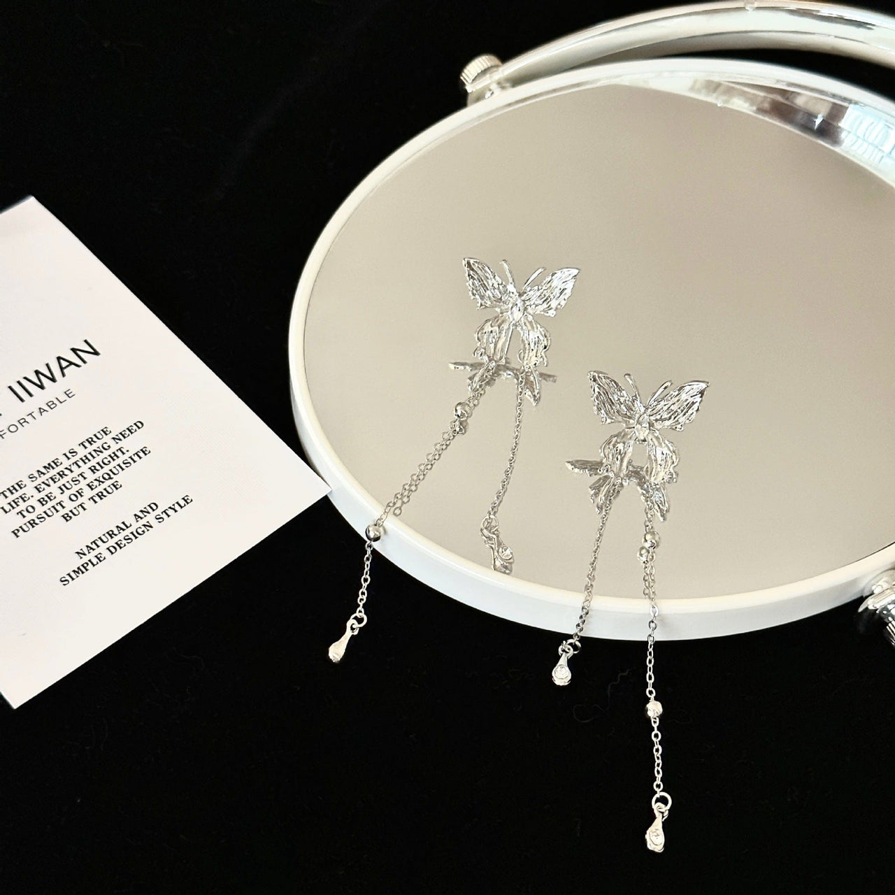 Chic Rhinestone Inlaid Butterfly Tassel Chain Earrings - ArtGalleryZen