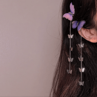 Thumbnail for Chic Rhinestone Inlaid Gradient Butterfly Tassel Chain Hair Clip - ArtGalleryZen