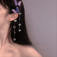 Thumbnail for Chic Rhinestone Inlaid Gradient Butterfly Tassel Chain Hair Clip - ArtGalleryZen