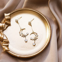 Thumbnail for Chic Rhinestone Inlaid Moon Phase Dangle Earrings - ArtGalleryZen