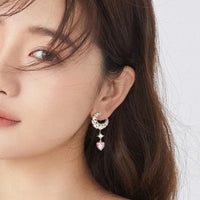 Thumbnail for Chic Rhinestone Inlaid Moon Phase Star Heart Dangle Earrings - ArtGalleryZen