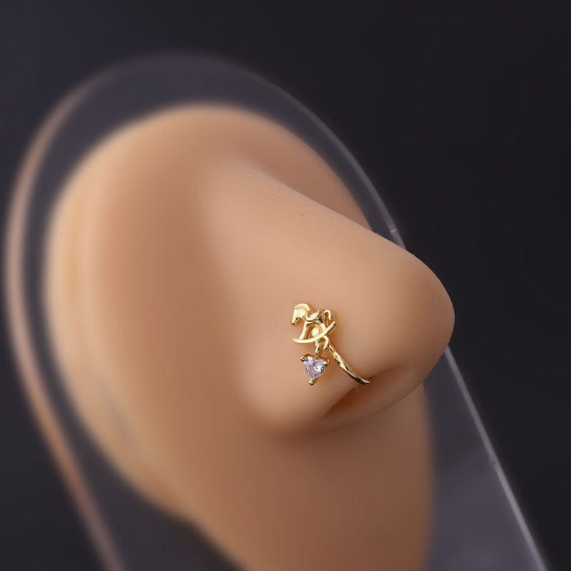 Chic Rhinestone Inlaid Non Piercing Nose Cuff Nose Ring - ArtGalleryZen