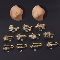 Thumbnail for Chic Rhinestone Inlaid Non Piercing Nose Cuff Nose Ring - ArtGalleryZen