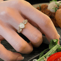 Thumbnail for Chic Rhinestone Inlaid Opal Heart Ring - ArtGalleryZen