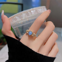 Thumbnail for Chic Rhinestone Inlaid Opal Heart Ring - ArtGalleryZen