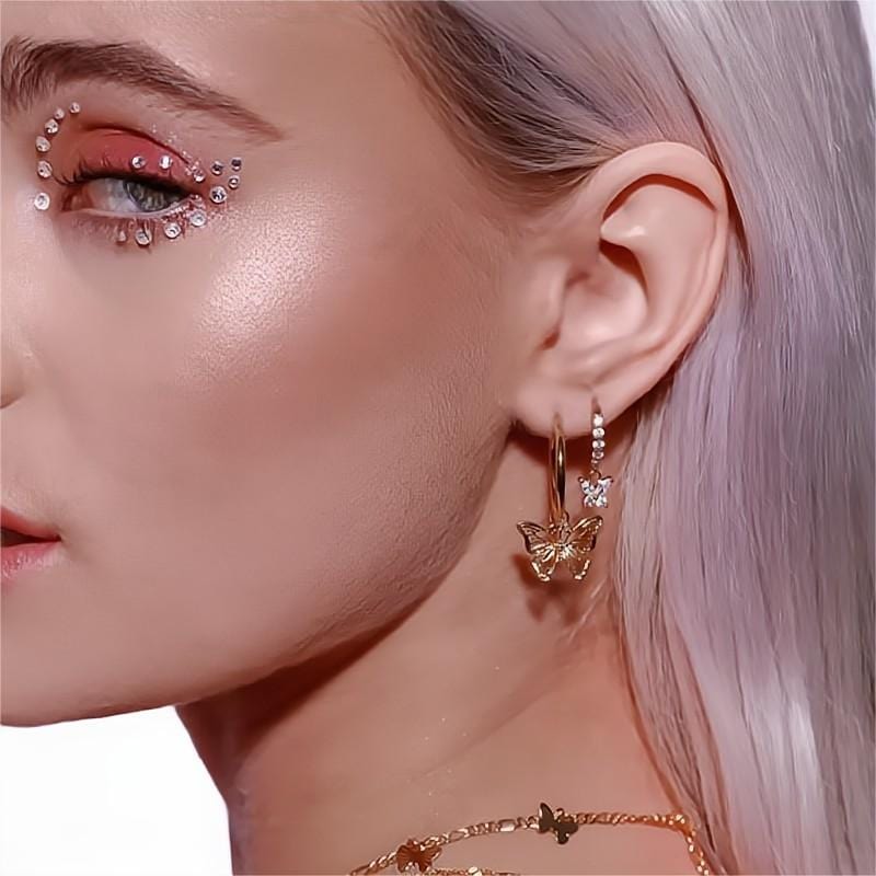 Chic Rose Gold Butterfly Hoop Earrings - ArtGalleryZen