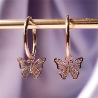 Thumbnail for Chic Rose Gold Butterfly Hoop Earrings - ArtGalleryZen