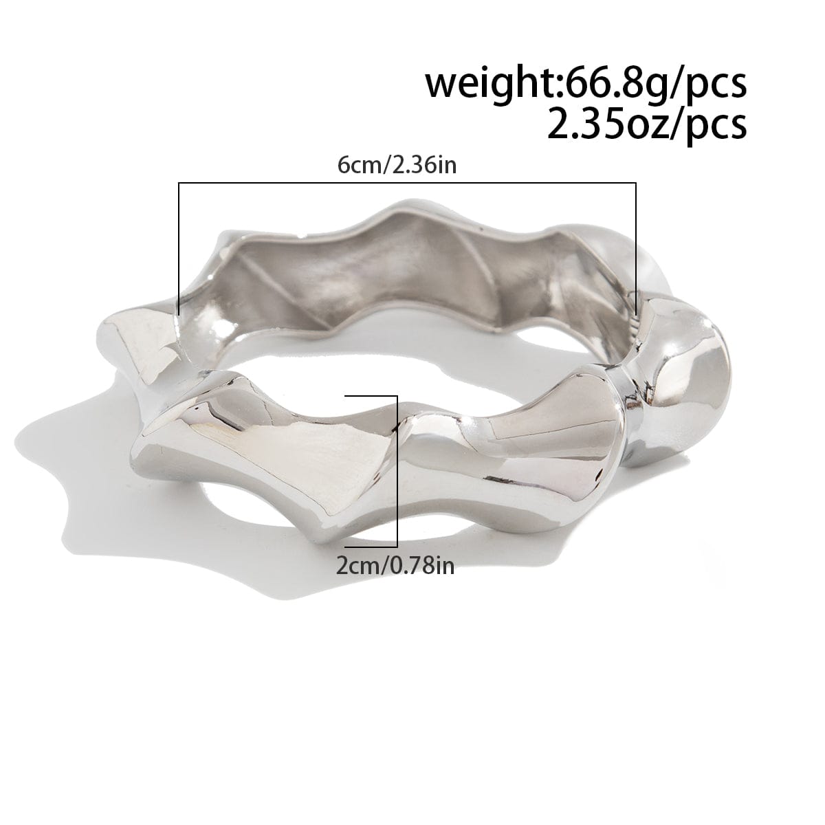 Chic Silver Tone Glossy Twisted Bangle Bracelet - ArtGalleryZen