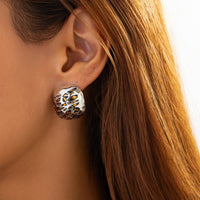 Thumbnail for Chic Silver Tone Leopard Square Stud Earrings - ArtGalleryZen