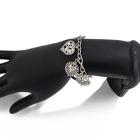 Thumbnail for Chic Silver Tone Pattern Heart Bowknot Pendant Bracelet - ArtGalleryZen