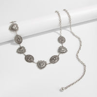 Thumbnail for Chic Silver Tone Pattern Heart Oval Waist Chain - ArtGalleryZen