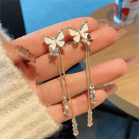 Thumbnail for Chic Sparkling CZ Inlaid Enamel Butterfly Rhinestone Tassel Earrings - ArtGalleryZen