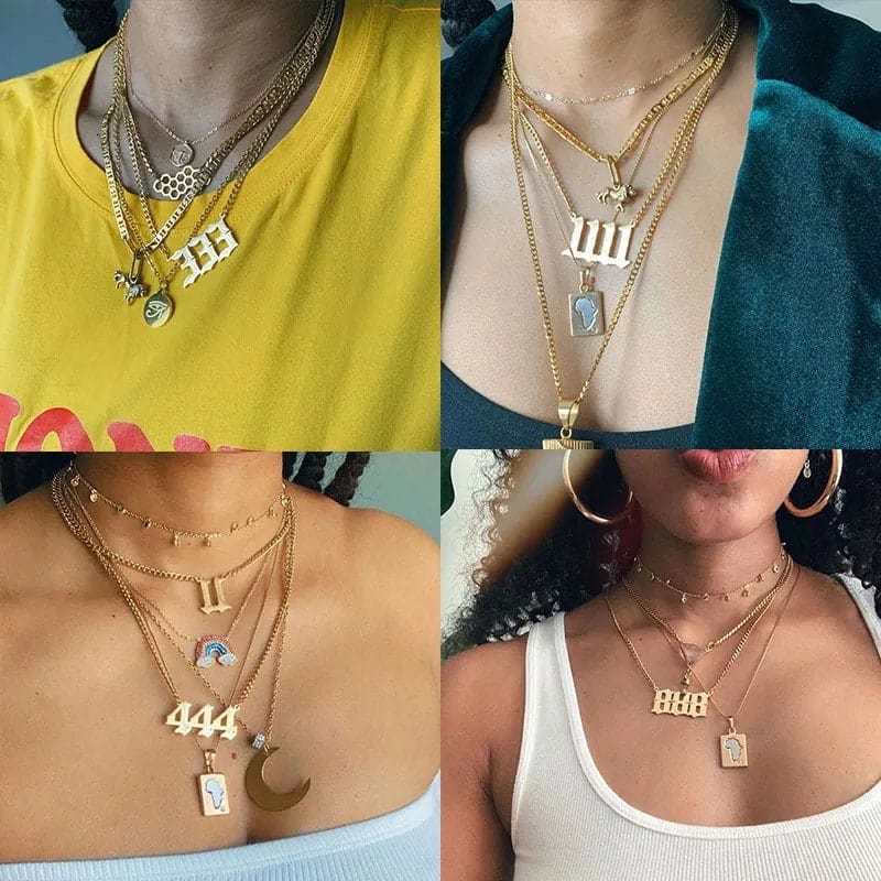 Chic Stainless Steel Angel Number Necklace - ArtGalleryZen