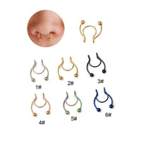 Thumbnail for Chic Stainless Steel Colorful Non Piercing Nose Septum Cuff - ArtGalleryZen