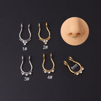 Thumbnail for Chic Stainless Steel CZ Inlaid Non Piercing Nose Septum Cuff - ArtGalleryZen