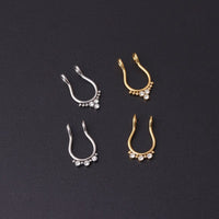 Thumbnail for Chic Stainless Steel CZ Inlaid Non Piercing Nose Septum Cuff - ArtGalleryZen