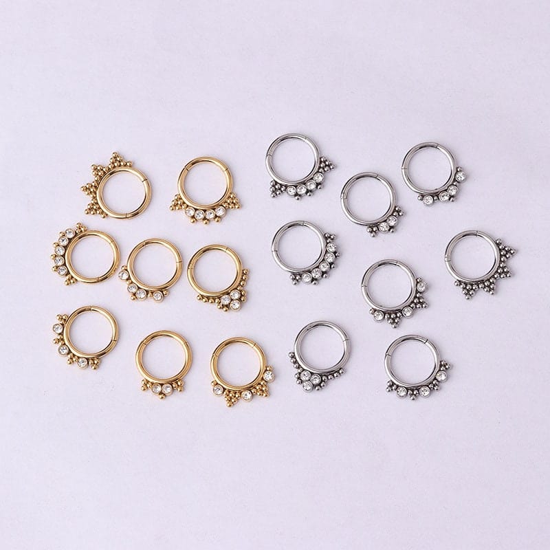 Chic Stainless Steel CZ Inlaid Nose Piercing Septum Ring Hoop - ArtGalleryZen