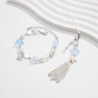 Thumbnail for Chic Star Charm Pearl Crystal Beaded Bracelet Keychain Phone Strap Set - ArtGalleryZen