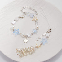 Thumbnail for Chic Star Charm Pearl Crystal Beaded Bracelet Keychain Phone Strap Set - ArtGalleryZen