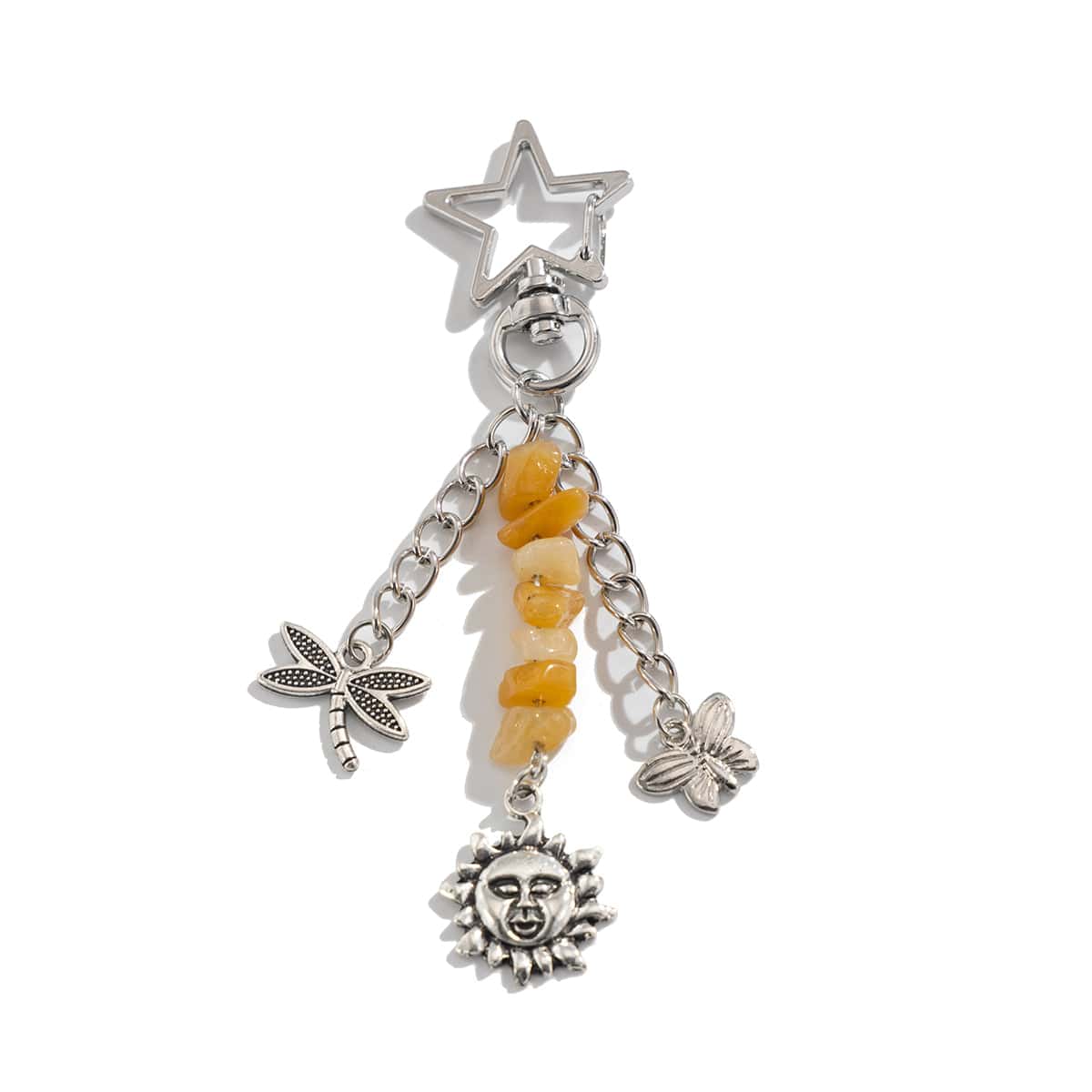 Chic Star Sun Moon Pendant Turquoise Stone Chain Keychain - ArtGalleryZen