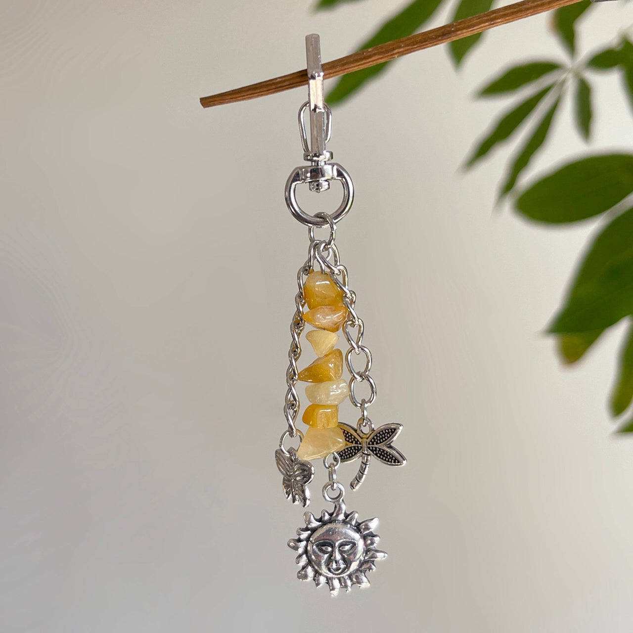 Chic Star Sun Moon Pendant Turquoise Stone Chain Keychain - ArtGalleryZen