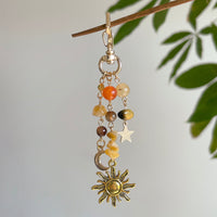 Thumbnail for Chic Star Sun Moon Pendant Turquoise Stone Chain Keychain - ArtGalleryZen