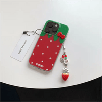 Thumbnail for Chic Strawberry Crystal Inlaid Bowknot iPhone Case With Accessories - ArtGalleryZen