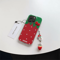 Thumbnail for Chic Strawberry Crystal Inlaid Bowknot iPhone Case With Accessories - ArtGalleryZen
