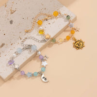 Thumbnail for Chic Sun Moon Charm Pearl Crystal Chain Matching Bracelet Set - ArtGalleryZen