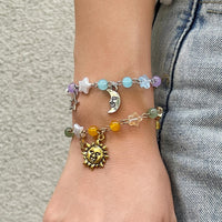 Thumbnail for Chic Sun Moon Charm Pearl Crystal Chain Matching Bracelet Set - ArtGalleryZen