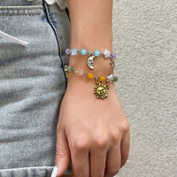 Thumbnail for Chic Sun Moon Charm Pearl Crystal Chain Matching Bracelet Set - ArtGalleryZen