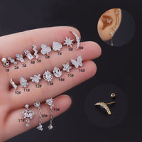 Thumbnail for Chic Surgical Steel Rhinestone Inlaid Daith Piercing Helix Stud - ArtGalleryZen