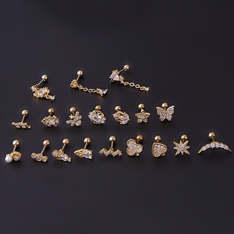 Chic Surgical Steel Rhinestone Inlaid Daith Piercing Helix Stud - ArtGalleryZen