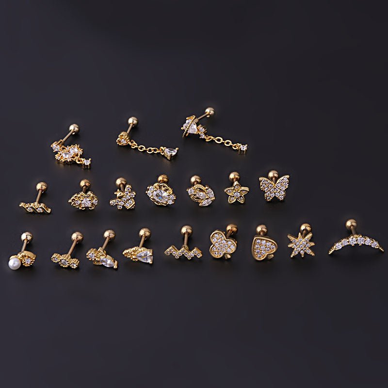 Chic Surgical Steel Rhinestone Inlaid Daith Piercing Helix Stud - ArtGalleryZen