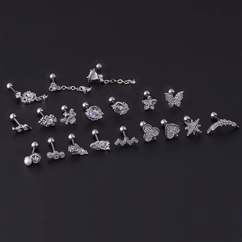 Chic Surgical Steel Rhinestone Inlaid Daith Piercing Helix Stud - ArtGalleryZen