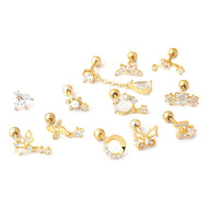 Thumbnail for Chic Surgical Steel Rhinestone Inlaid Helix Piercing Stud - ArtGalleryZen