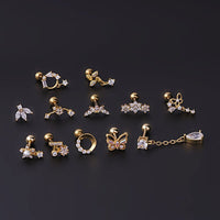 Thumbnail for Chic Surgical Steel Rhinestone Inlaid Helix Piercing Stud - ArtGalleryZen