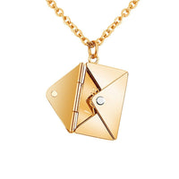 Thumbnail for Chic Titanium Steel Envelope Locket Pendant With LOVE YOU Letter Chain Necklace - ArtGalleryZen