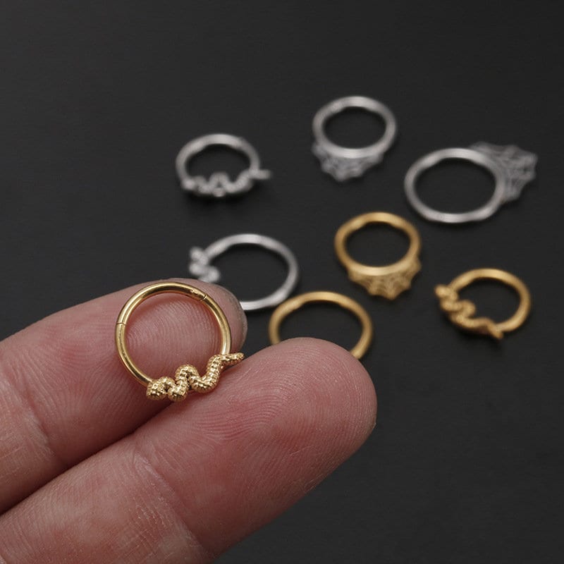 Chic Titanium Steel Snake Cobweb Nose Piercing Nose Ring - ArtGalleryZen