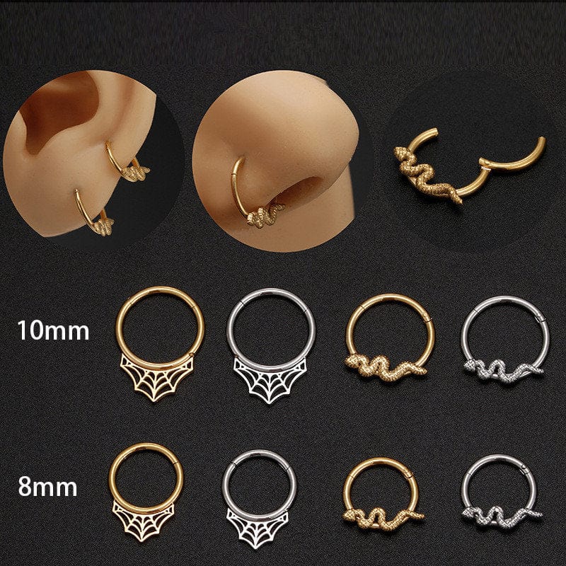 Chic Titanium Steel Snake Cobweb Nose Piercing Nose Ring - ArtGalleryZen