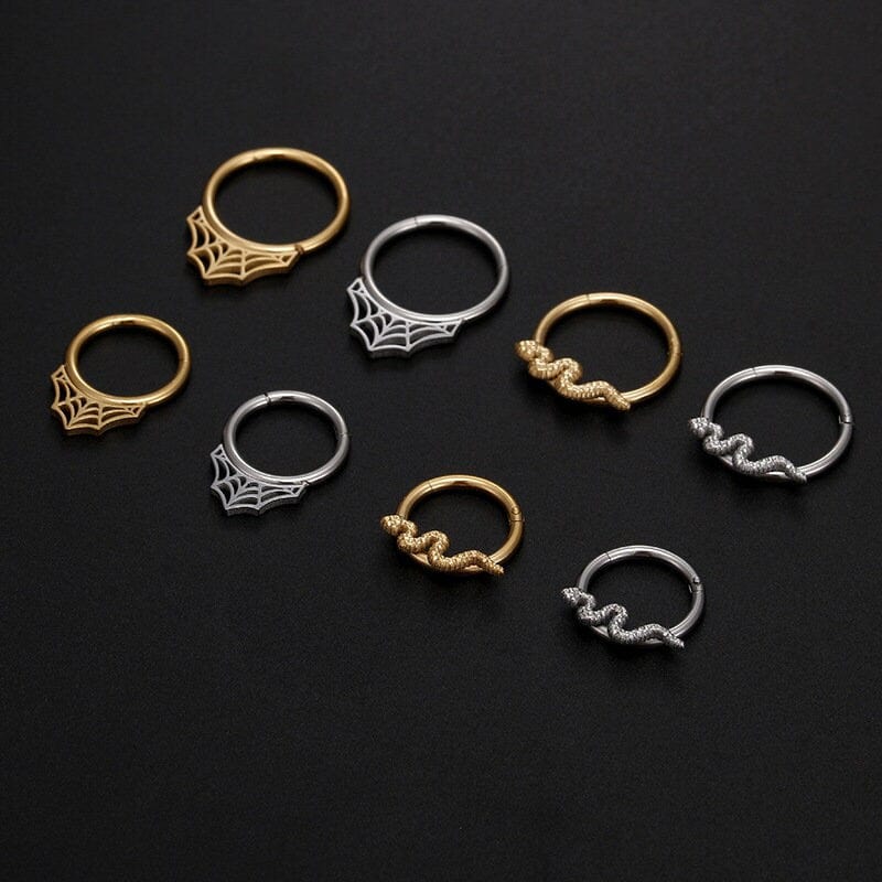 Chic Titanium Steel Snake Cobweb Nose Piercing Nose Ring - ArtGalleryZen