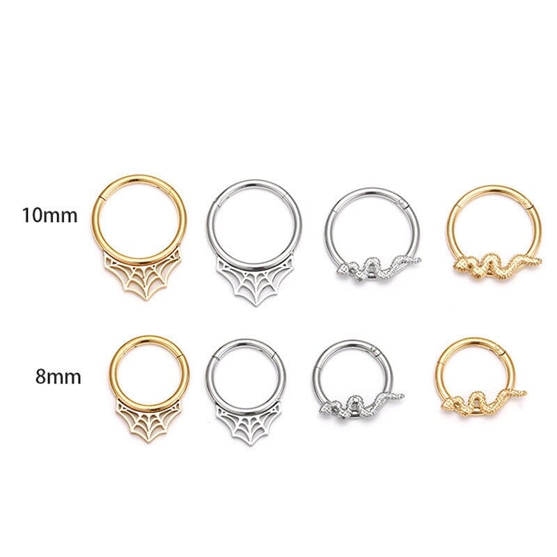 Chic Titanium Steel Snake Cobweb Nose Piercing Nose Ring - ArtGalleryZen