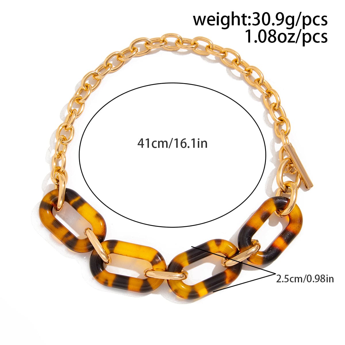 Chic Toggle Clasp Chunky Leopard Acrylic Necklace - ArtGalleryZen