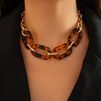 Thumbnail for Chic Toggle Clasp Chunky Leopard Acrylic Necklace - ArtGalleryZen